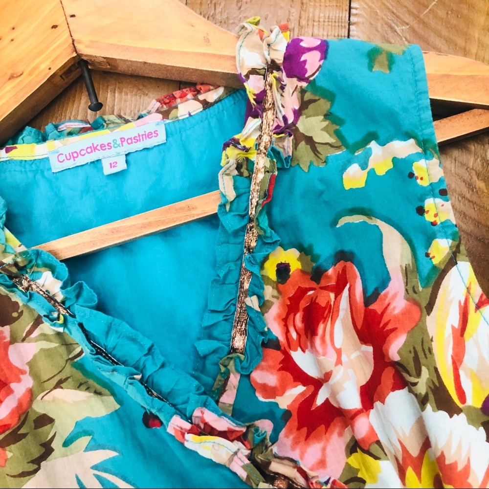 {Cupcakes & Pastries} vibrant, floral wrap dress - Picture 7 of 13